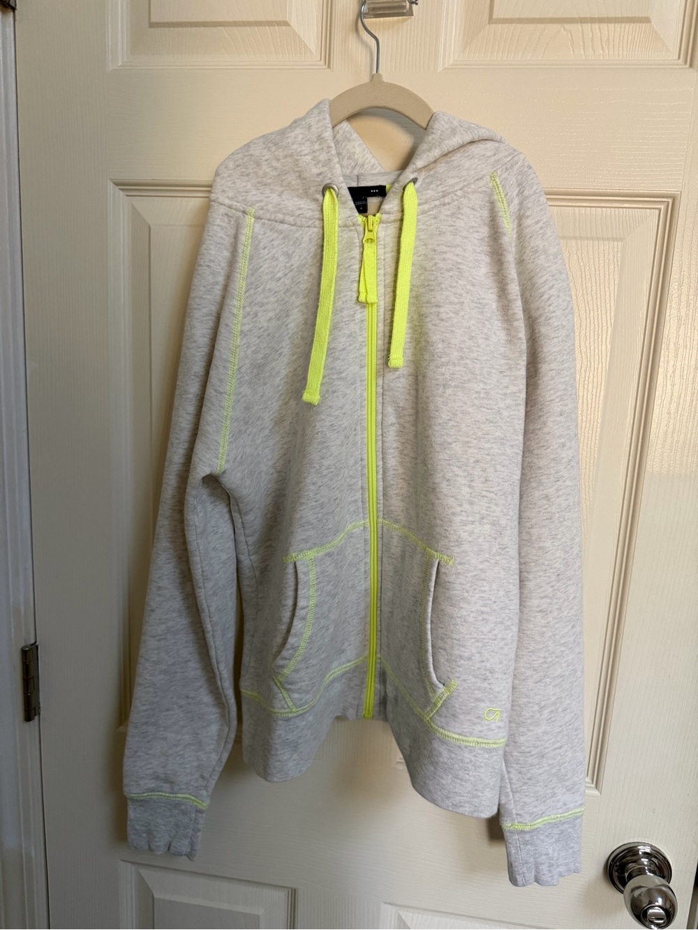 GAP Light Gray Hoodie Jacket with Neon Yellow Trim
